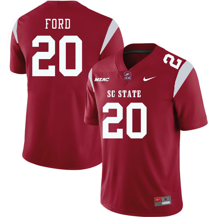 Men-Youth #20 Ridge Ford South Carolina State Bulldogs 2023 College Football Jerseys Stitched-Red
